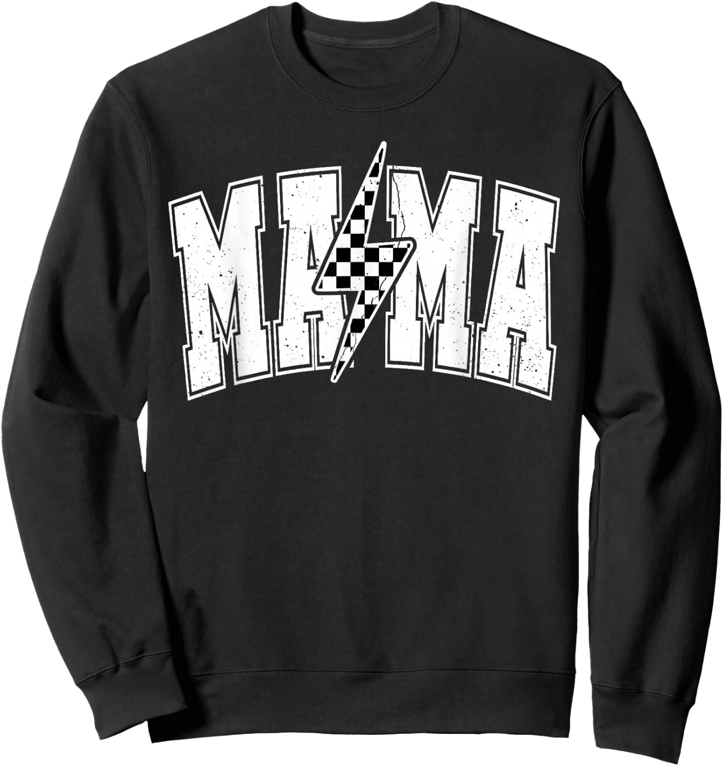 Mama Lightning Bolt Checkered Mother's Day Varsity For Mom Sweatshirt - Sweatshirt | Black