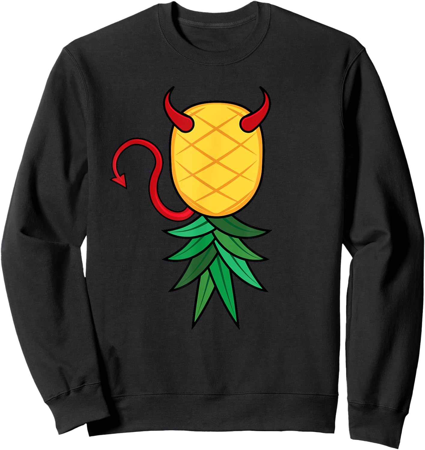 Halloween Devil Costume Upside Down Pineapple Swinger Sweatshirt - Sweatshirt | Black