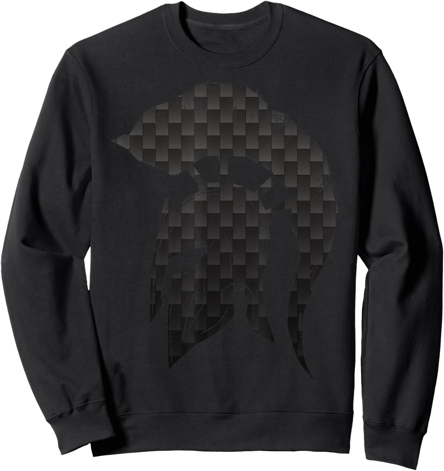 Spartan Helmet Warrior Trojan Warrior Carbon Pattern gym Sweatshirt - Sweatshirt | Black
