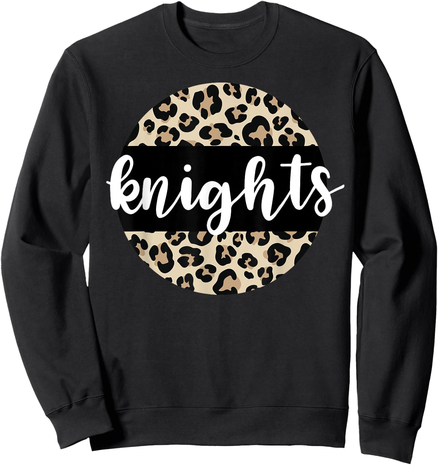 Leopard Print Knights Team Mascot School Spirit Game Night Sweatshirt - Sweatshirt | Black