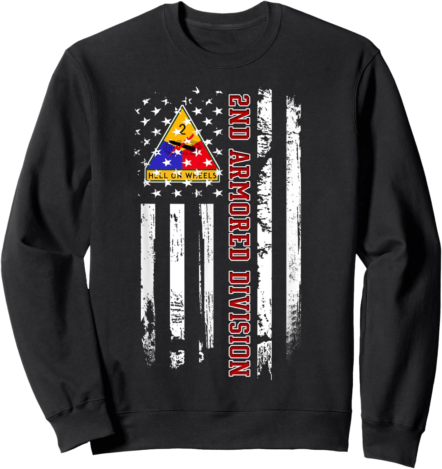 2nd Armored Division American Flag Military Veteran Day Papa Sweatshirt - Sweatshirt | Black