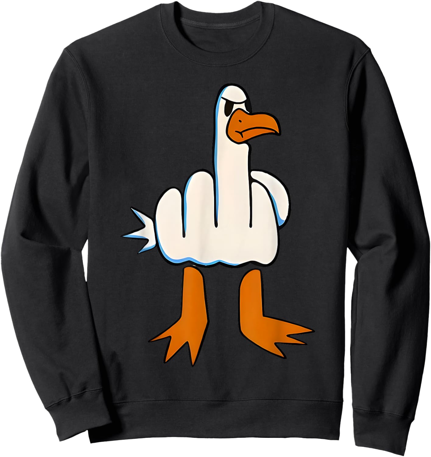 I Don't Give A Duck Middle Finger Funny Offensive Rude Duck Sweatshirt - Sweatshirt | Black