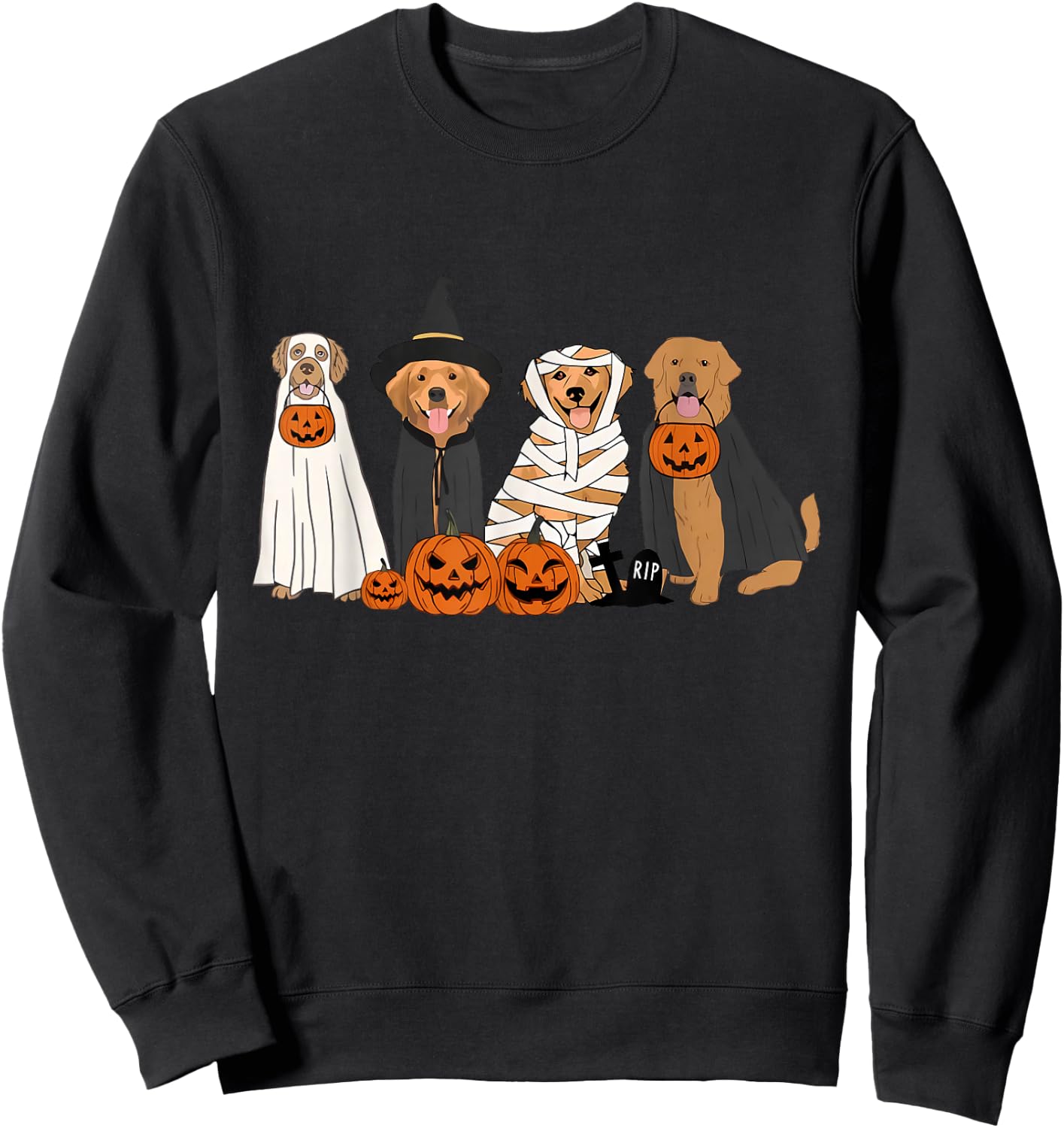 Funny Golden Retriever Dog Ghost In Boo Sheet Halloween Sweatshirt - Sweatshirt | Black