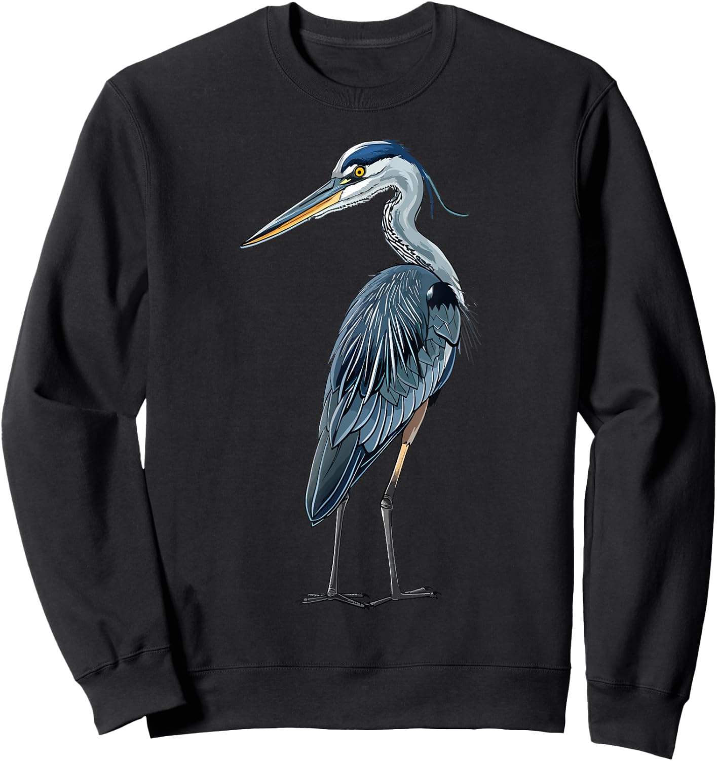 Blue Heron Bird Birding Sweatshirt - Sweatshirt | Black