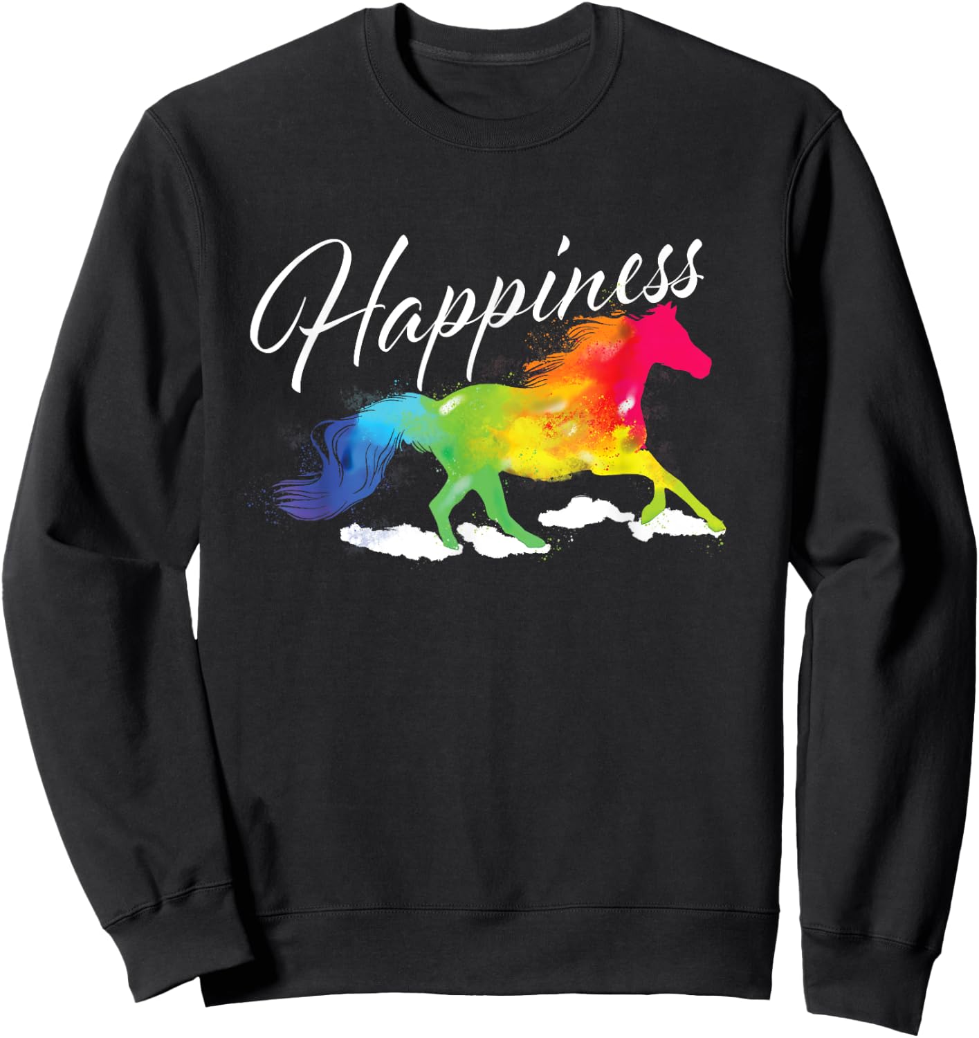 Happiness - Horse Lover Equestrian Horseback Rider Sweatshirt - Sweatshirt | Black