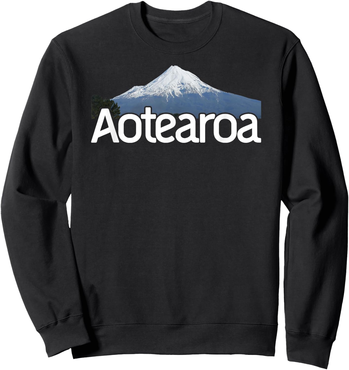 Aotearoa New Zealand Volcano Mt Taranaki Mountain Lanscape Sweatshirt - Sweatshirt | Black