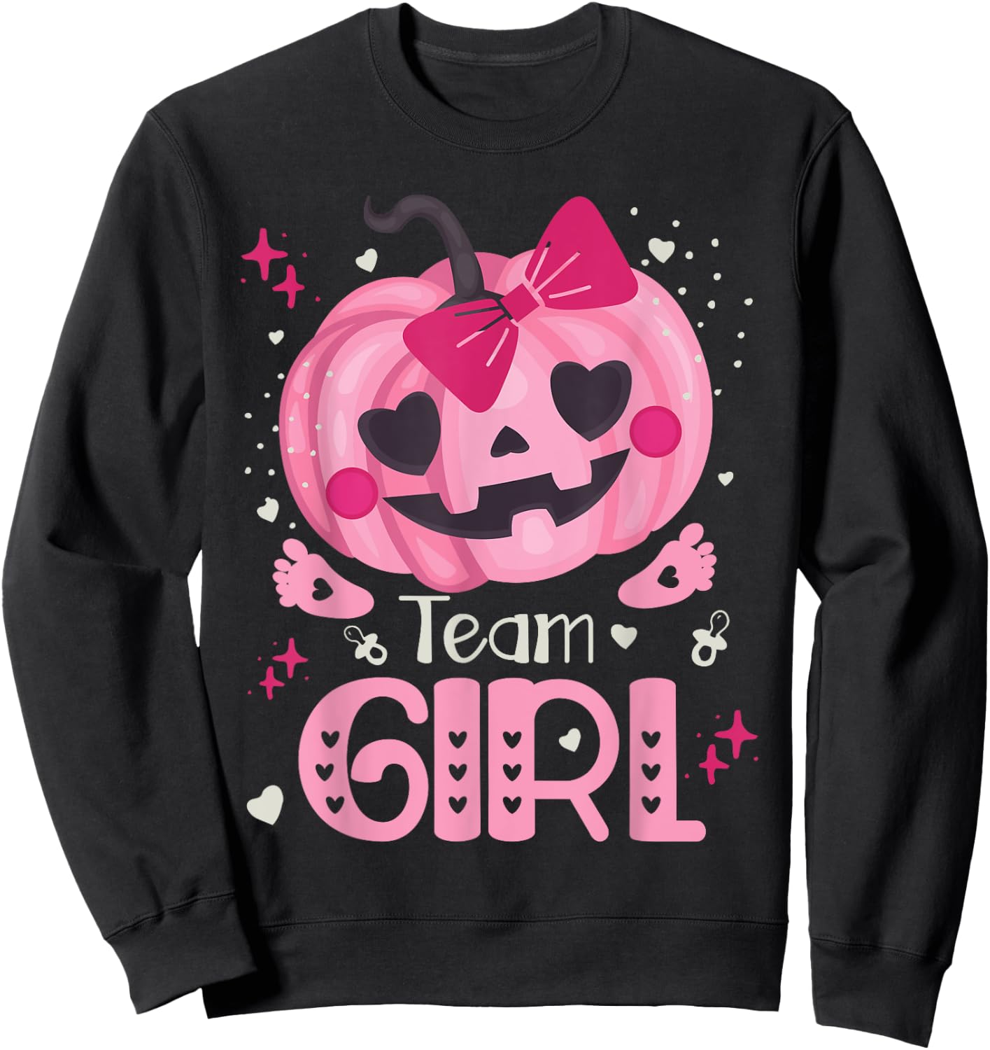 Team Girl Pumpkin Halloween Baby Gender Reveal Party Sweatshirt - Sweatshirt | Black