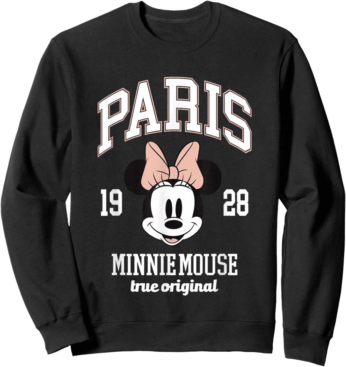 Disney Minnie Mouse True Original Paris 1928 Big Chest Logo Sweatshirt - Sweatshirt | Black