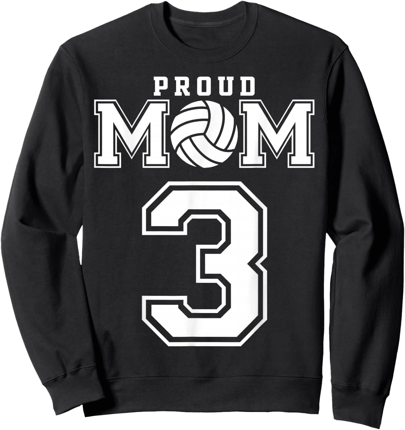 Custom Proud Volleyball Mom Number 3 Personalized Women Sweatshirt - Sweatshirt | Black