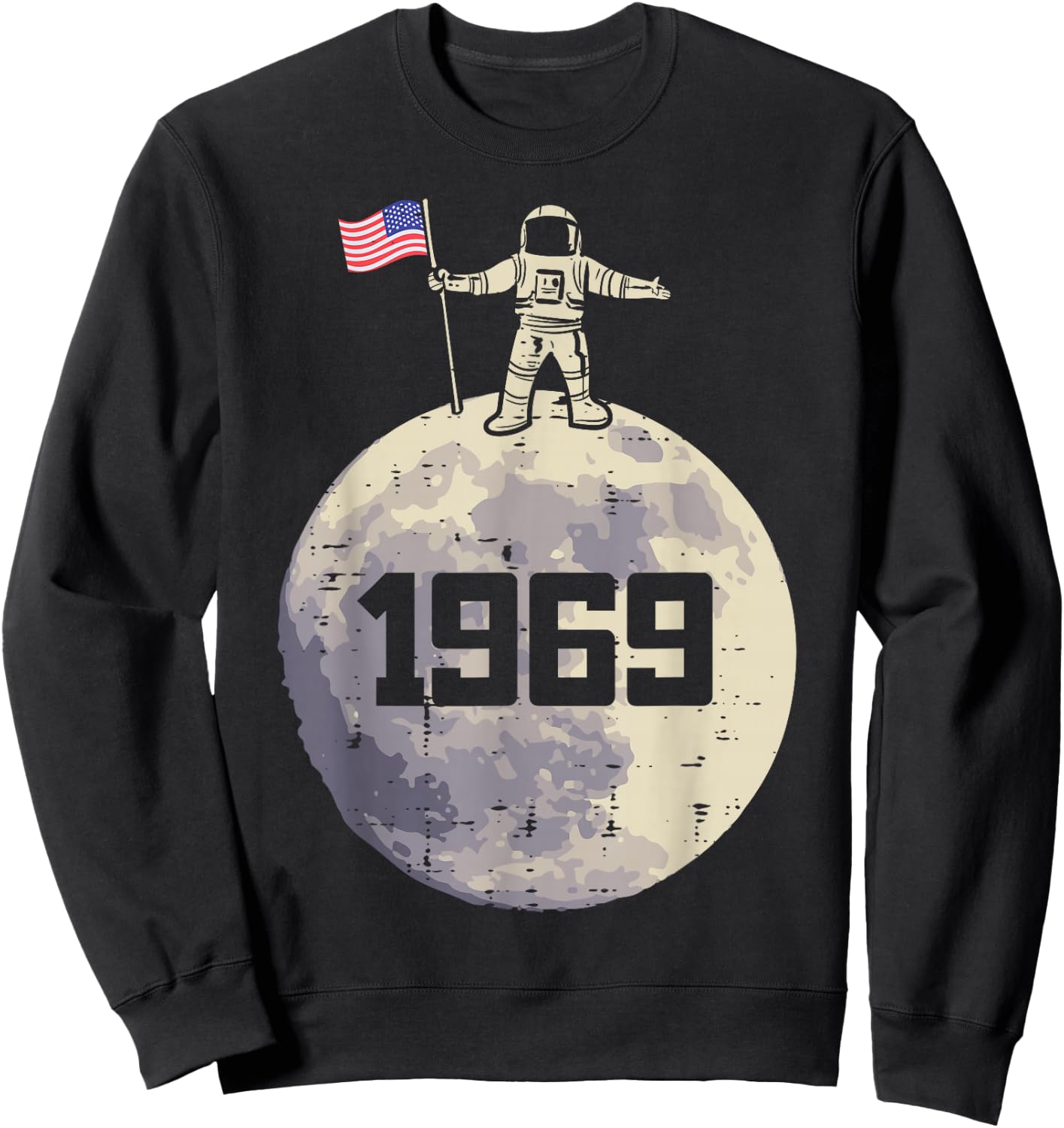 Astronaut Moon US Flag 1969 Space Apollo 11 Men Women Kids Sweatshirt - Sweatshirt | Black