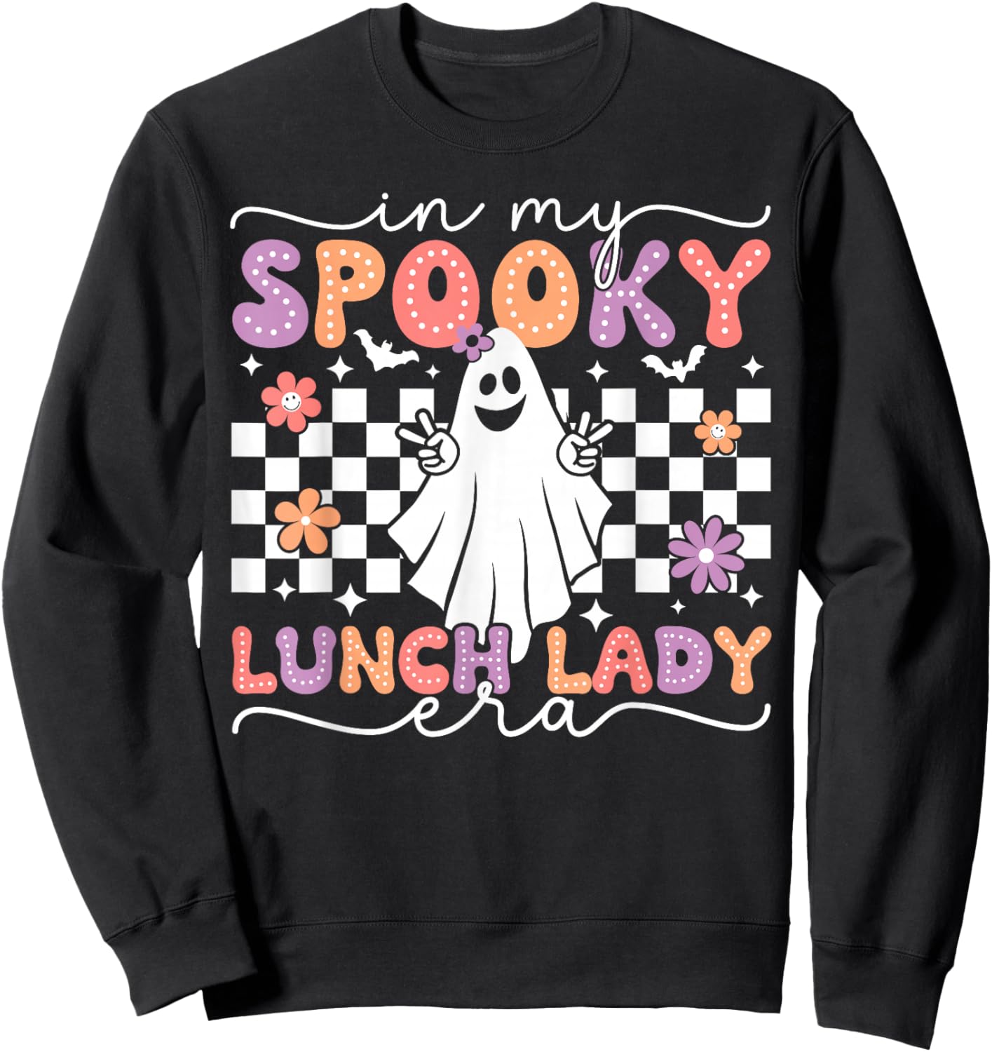 In My Spooky Lunch Lady Era Retro Spooky Ghost Halloween Sweatshirt - Sweatshirt | Black