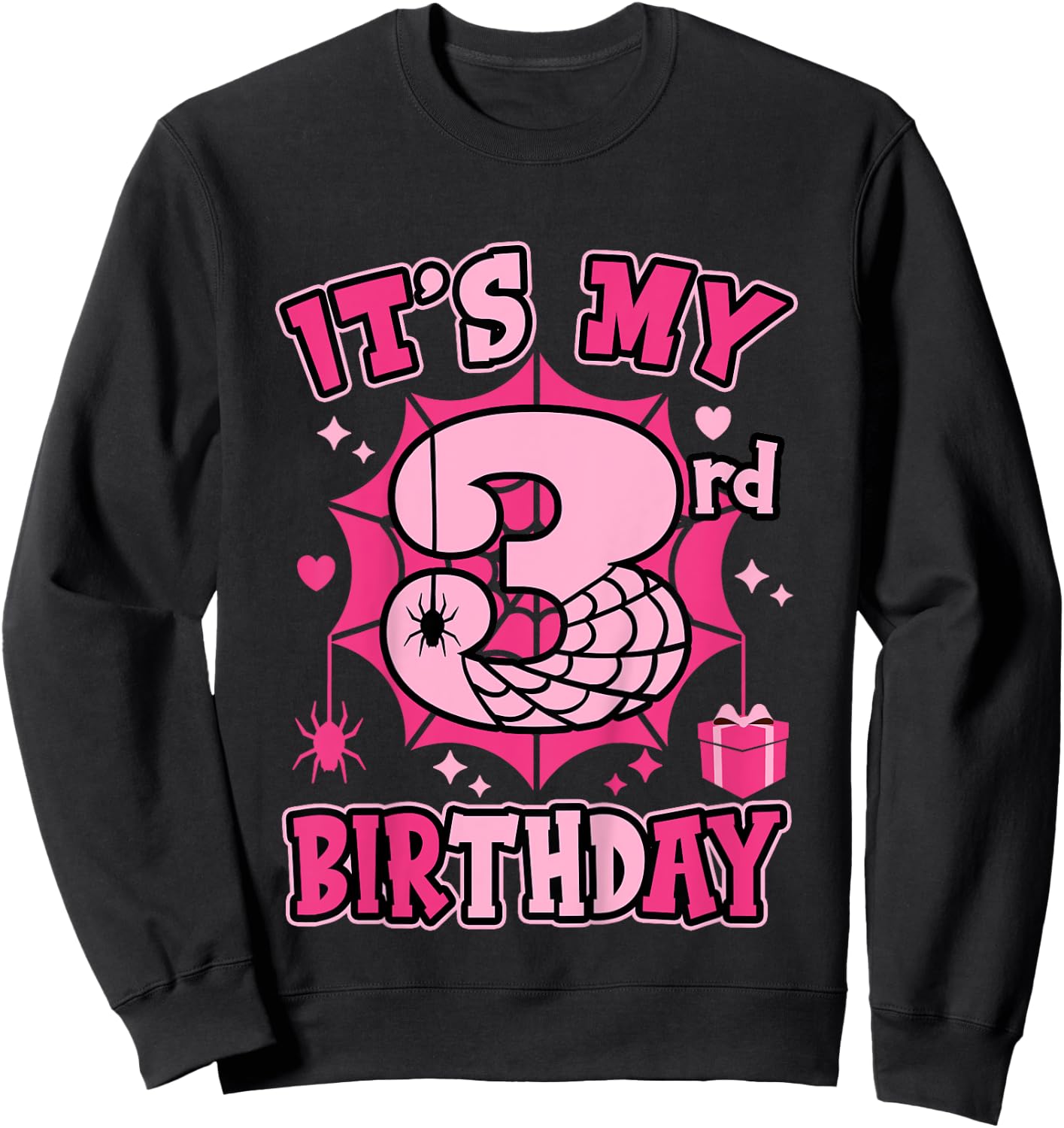 Kids It's My 3rd Birthday Spider Girl Costume Party 3 Year Old Sweatshirt - Sweatshirt | Black