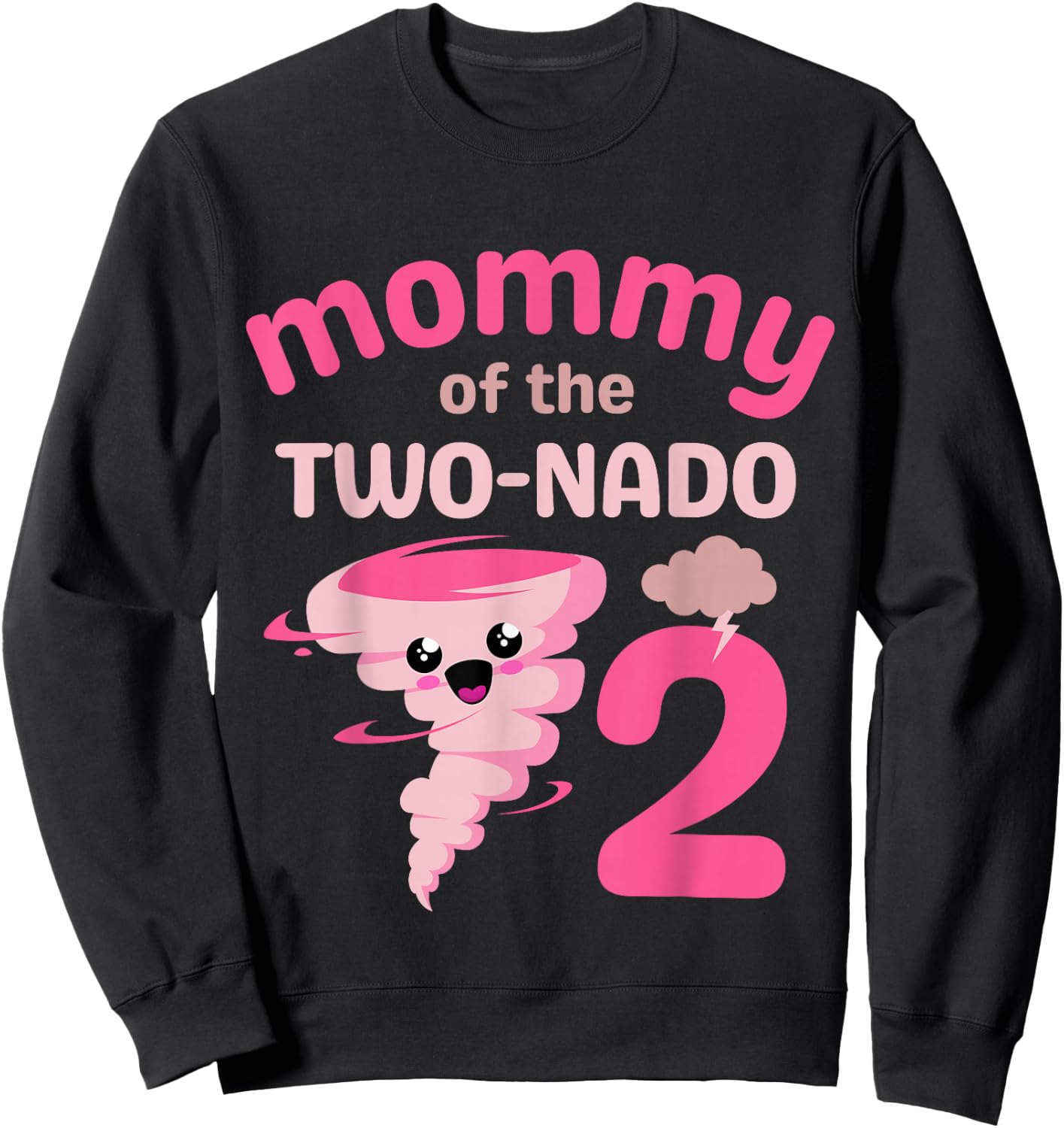 Mommy of the Two-nado Tornado Theme 2nd Birthday Party Kids Sweatshirt - Sweatshirt | Black