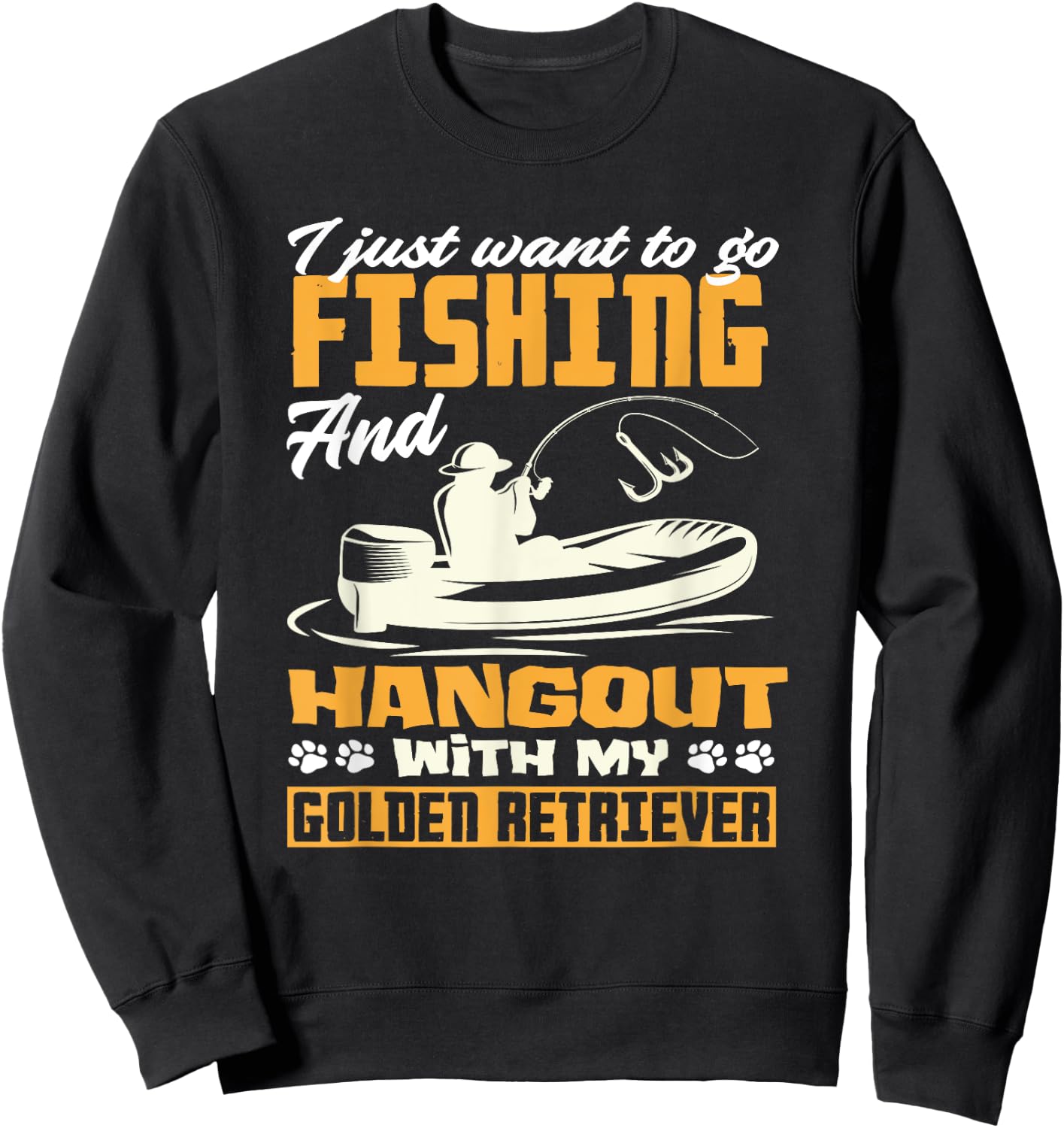 Fishing Golden Retriever Fisherman Dog Lover Dad Father Sweatshirt - Sweatshirt | Black