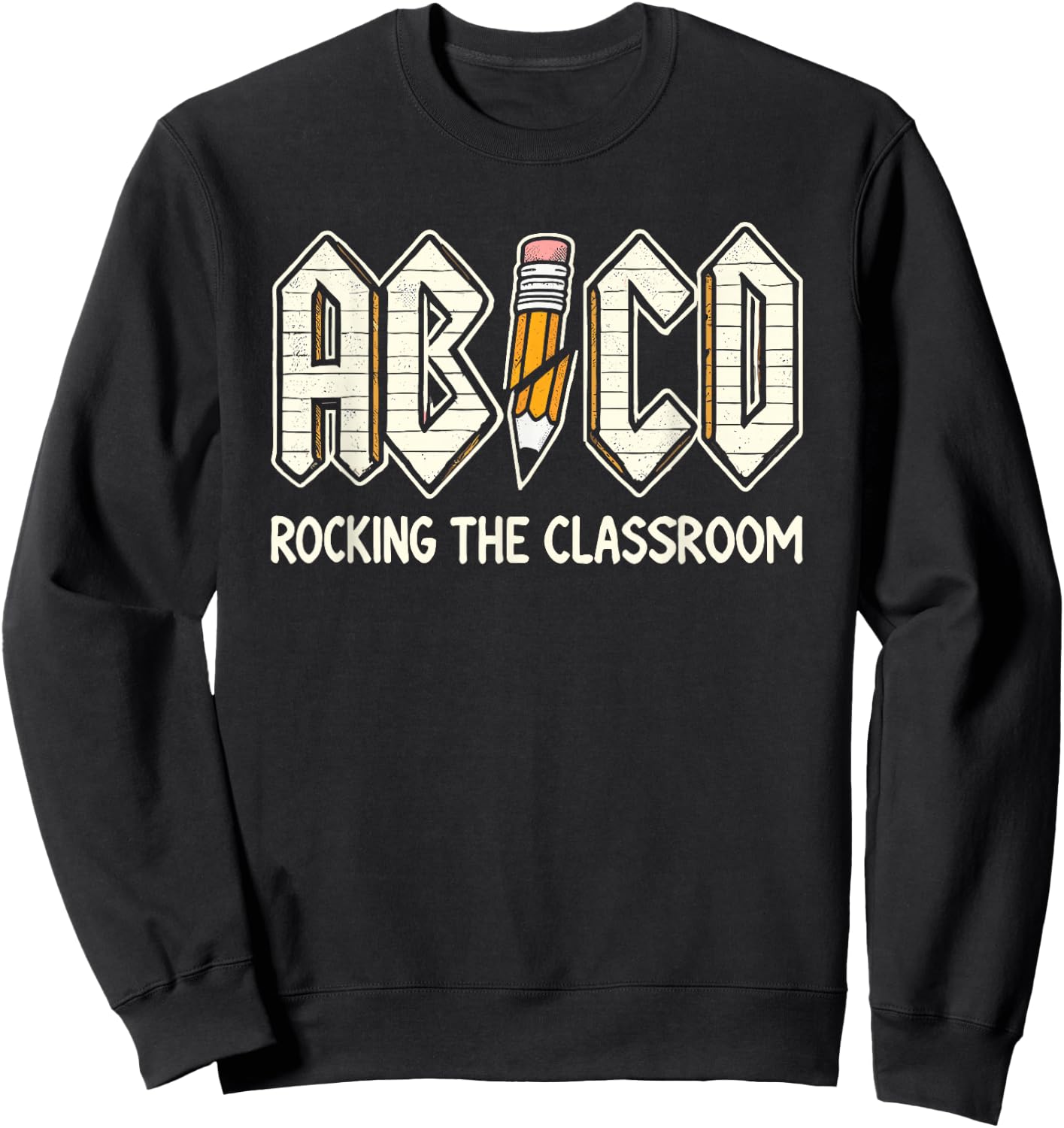 Retro ABCD Teacher Novelty Funny Back to School Teacher Sweatshirt - Sweatshirt | Black