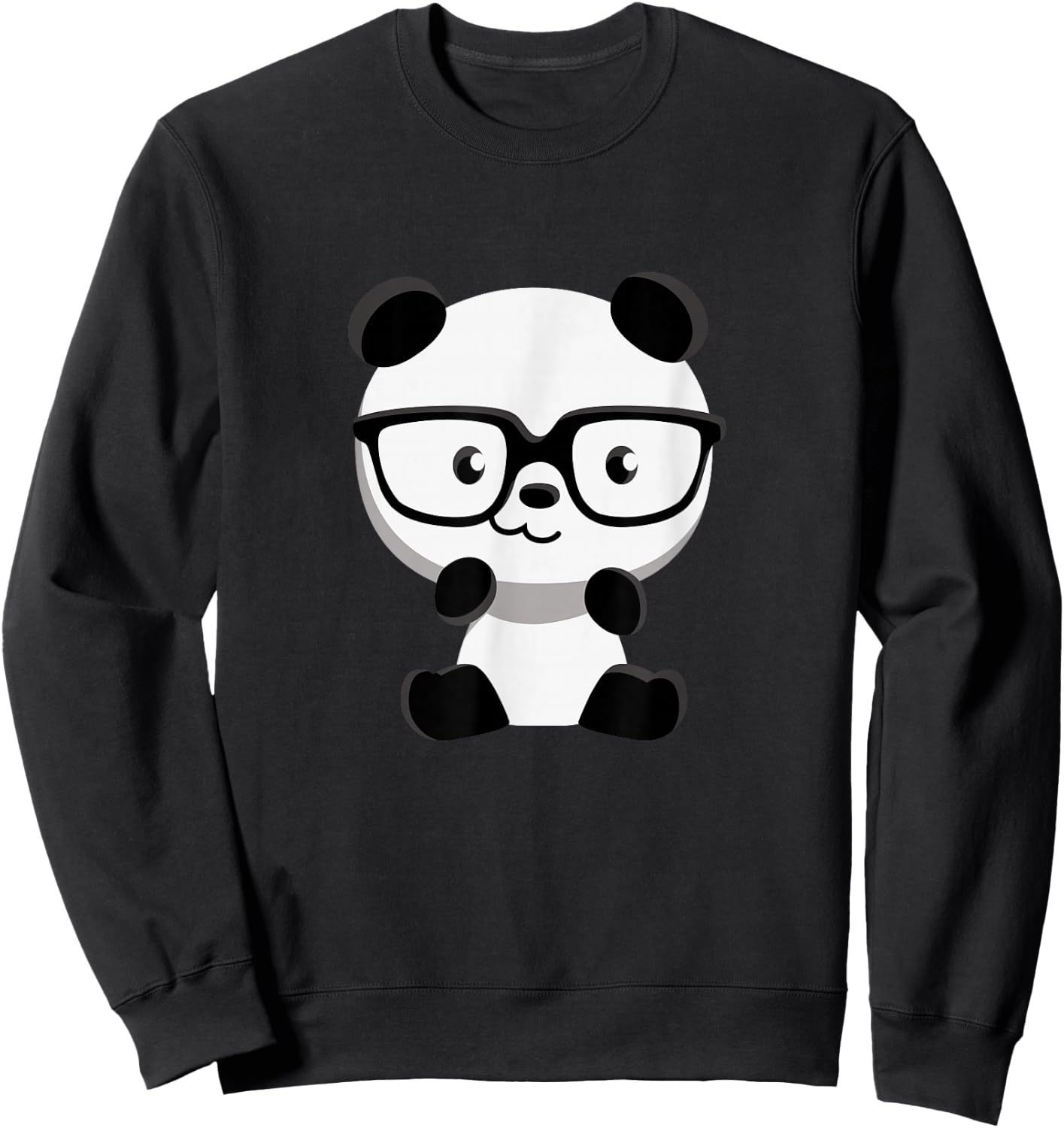 Cute Little Bear Panda Nerd With Glasses Sweatshirt - Sweatshirt | Black