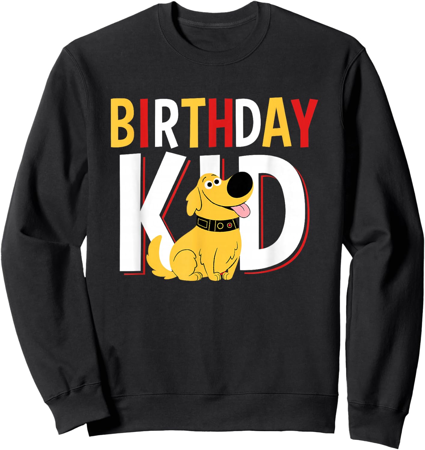 Disney Pixar Up Birthday Kid Cute Dug Big Chest Text Logo Sweatshirt - Sweatshirt | Black