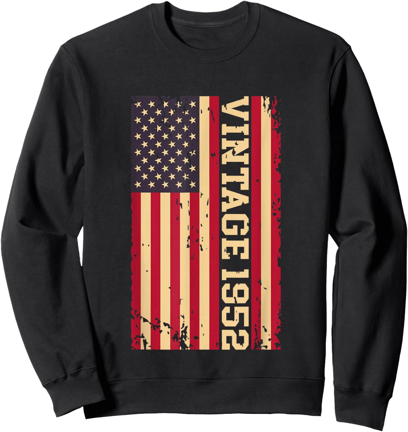 1952 Vintage 74th Birthday 74 Years Old American USA Flag Sweatshirt - Sweatshirt | Black