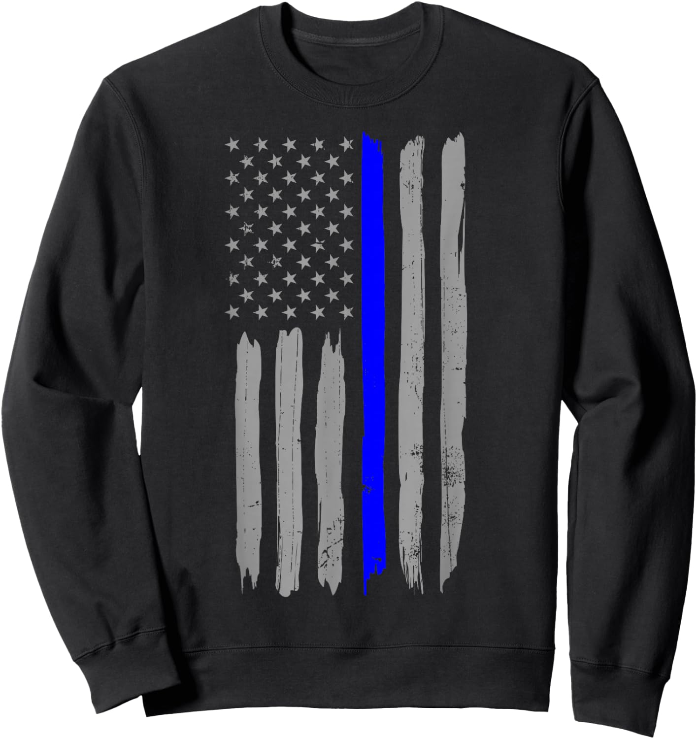 Vintage Thin Blue Line Shirt Police Support USA Flag Sweatshirt - Sweatshirt | Black