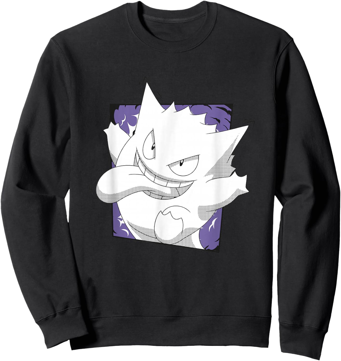 Pokémon Gengar Mischievous Face Tongue Out Vintage Sweatshirt - Sweatshirt | Black