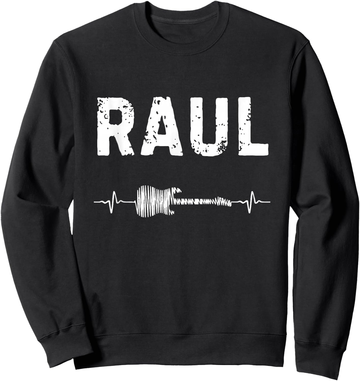 Raul Guitar Heartbeat Music Guitarist Retro Vintage Sweatshirt - Sweatshirt | Black