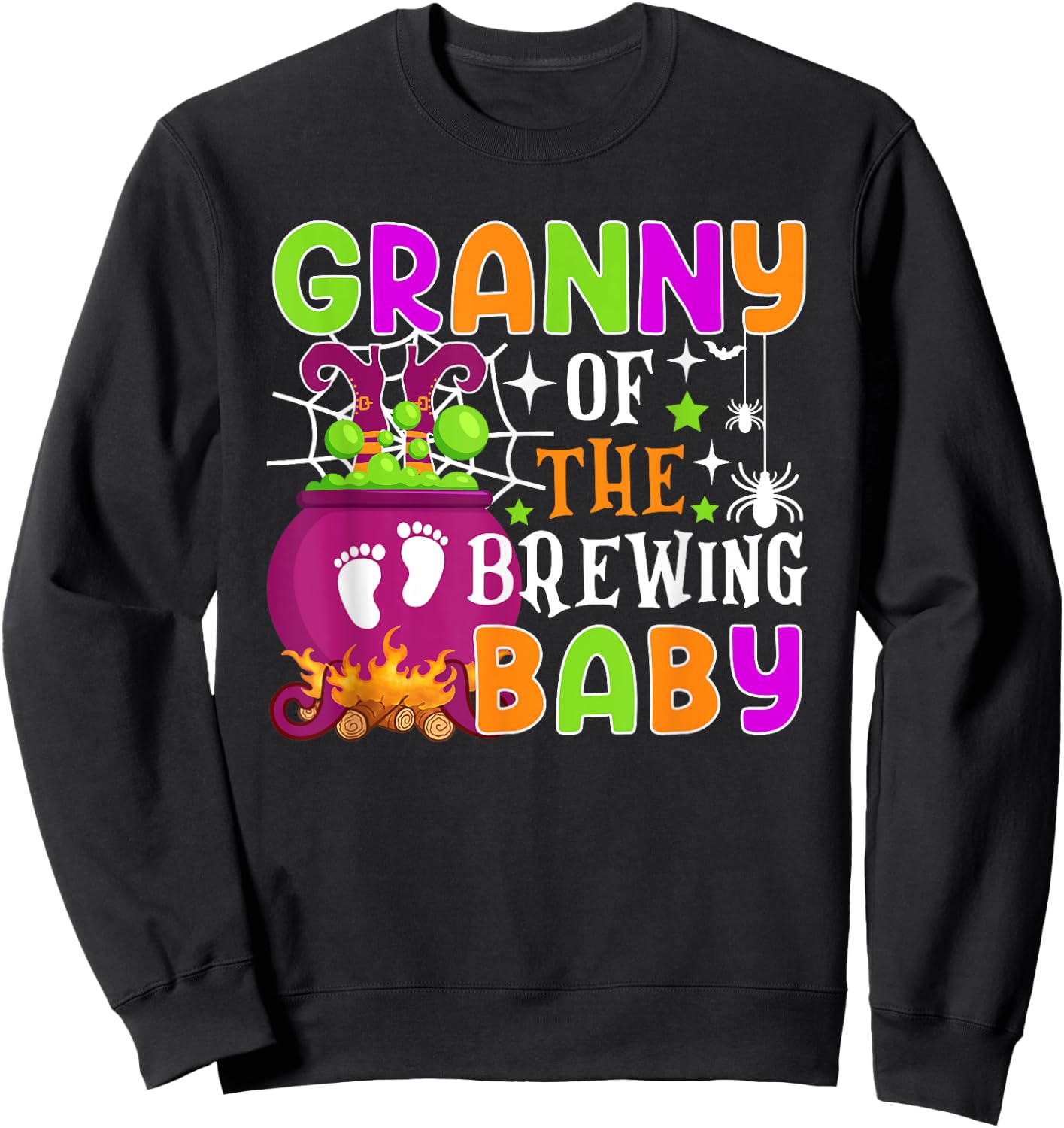 Granny of Brewing Baby Halloween Theme Baby Shower Spooky Sweatshirt - Sweatshirt | Black