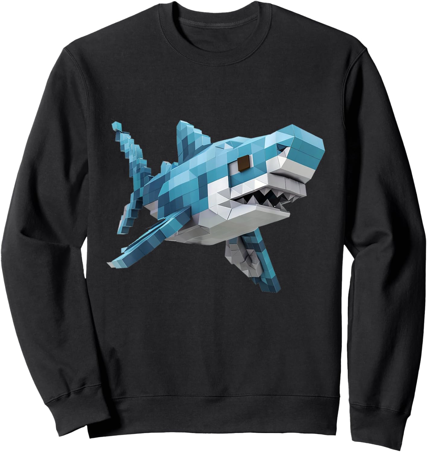 Shark gamer: A pixelated shark adventure Sweatshirt - Sweatshirt | Black