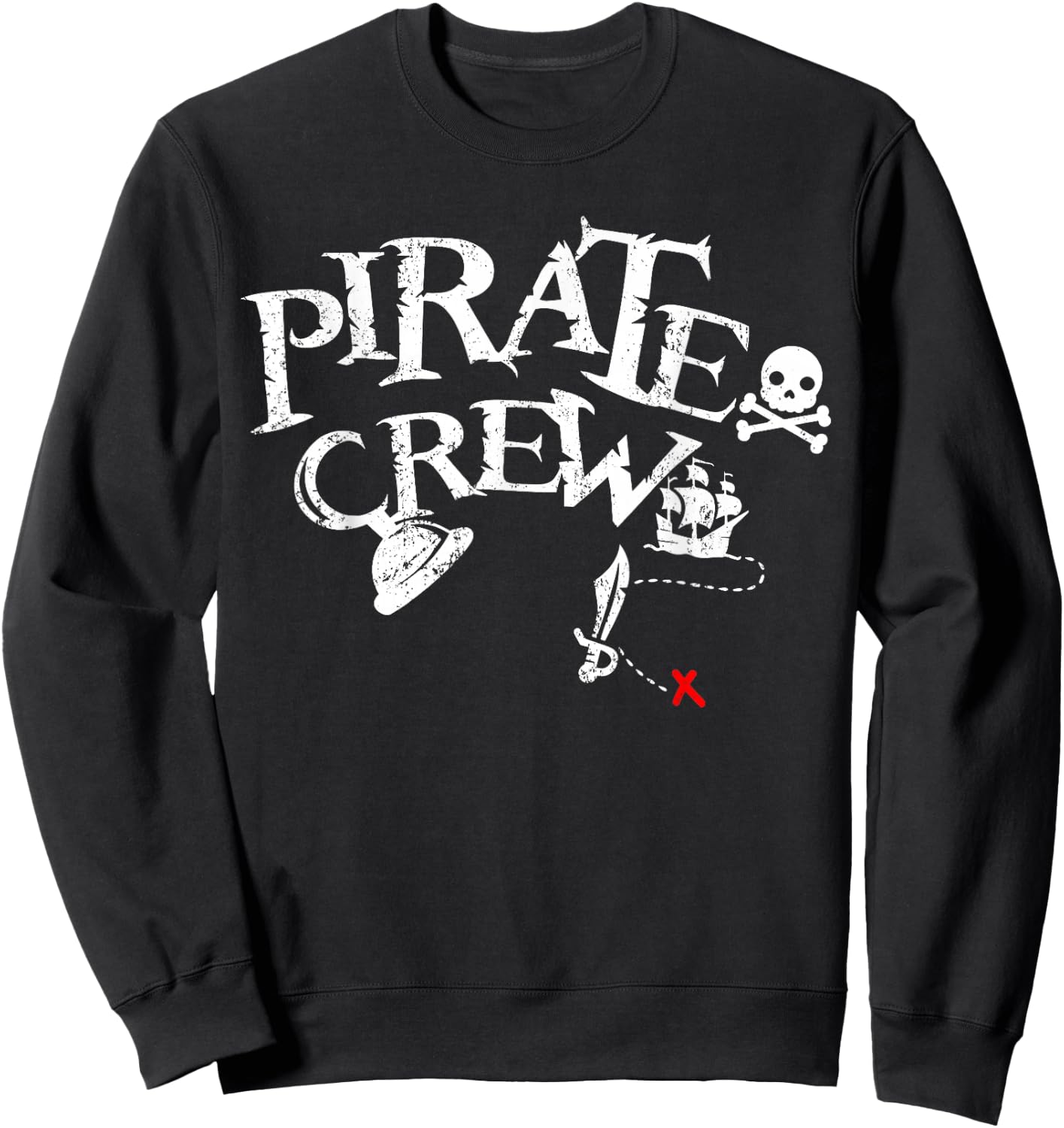 Pirate Crew Funny Halloween Matching Costume Party Men Boys Sweatshirt - Sweatshirt | Black