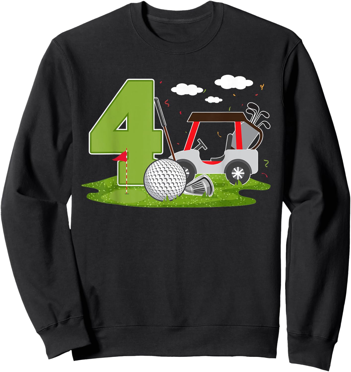 4th Birthday Golf 4 Years Old Birthday Party Golfer Sweatshirt - Sweatshirt | Black