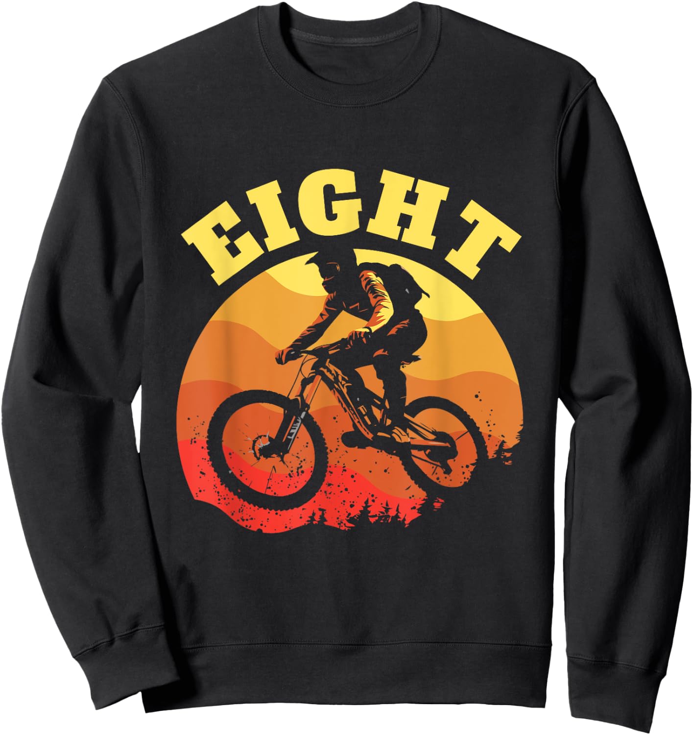 Turning 8 Mountain Bike Theme BMX Lover 8th Birthday Vibes Sweatshirt - Sweatshirt | Black