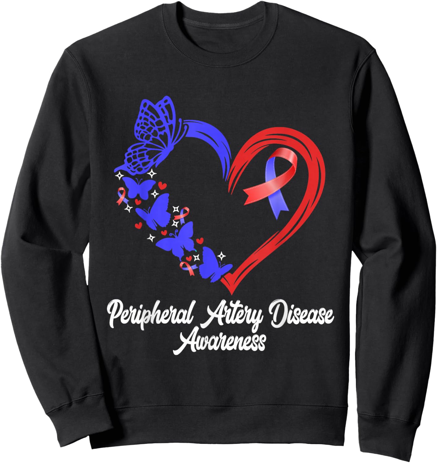 Peripheral Artery Disease Awareness Heart PAD Awareness Sweatshirt - Sweatshirt | Black
