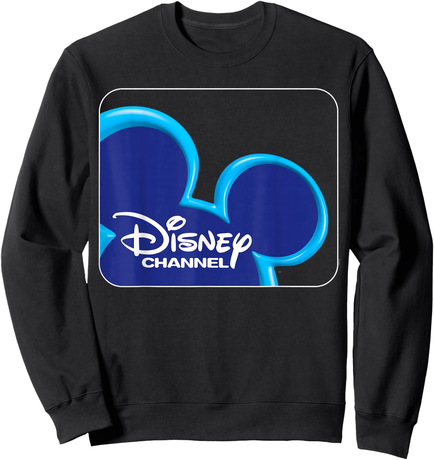 Disney Channel Official Mickey Mouse Blue Retro 2000s Logo Sweatshirt - Sweatshirt | Black