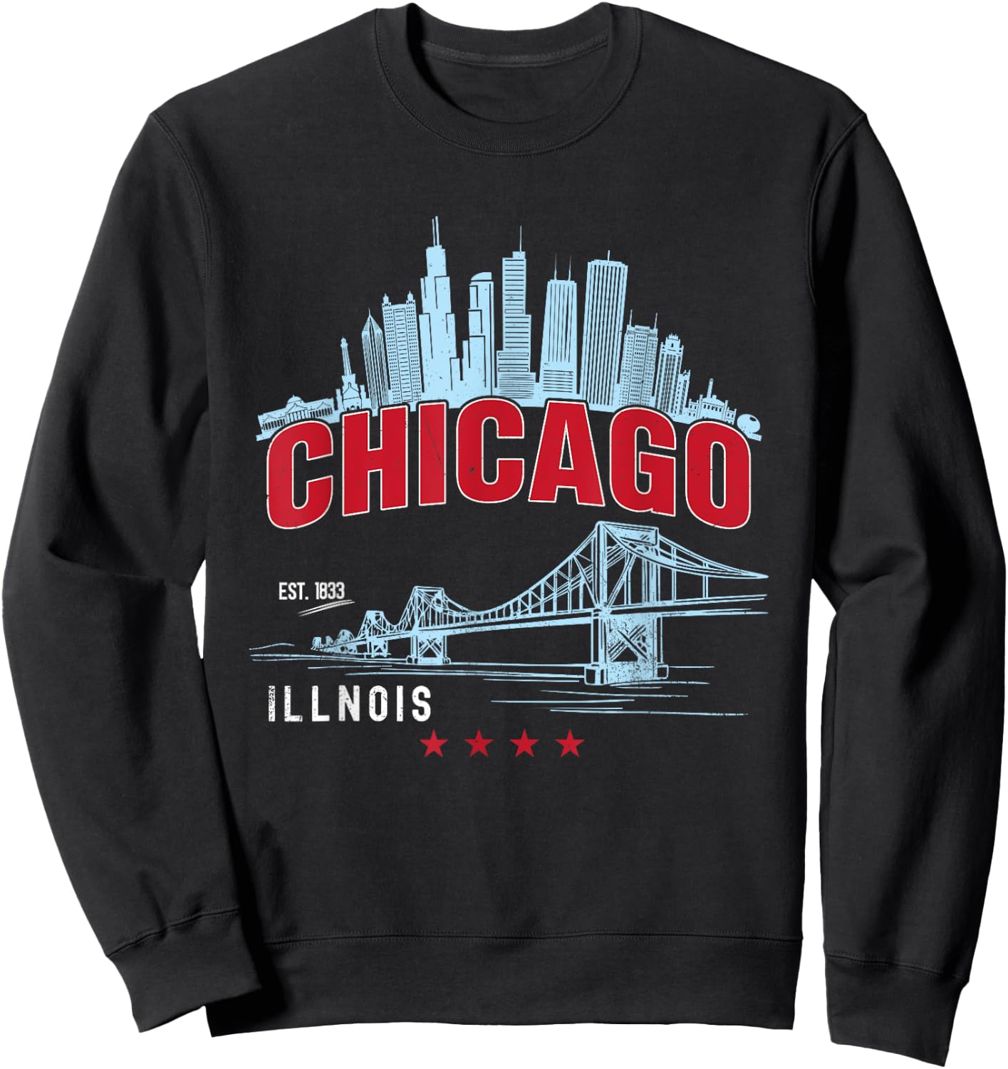 The Windy City | Vintage Chicago Illinois est. 1833 Sweatshirt - Sweatshirt | Black
