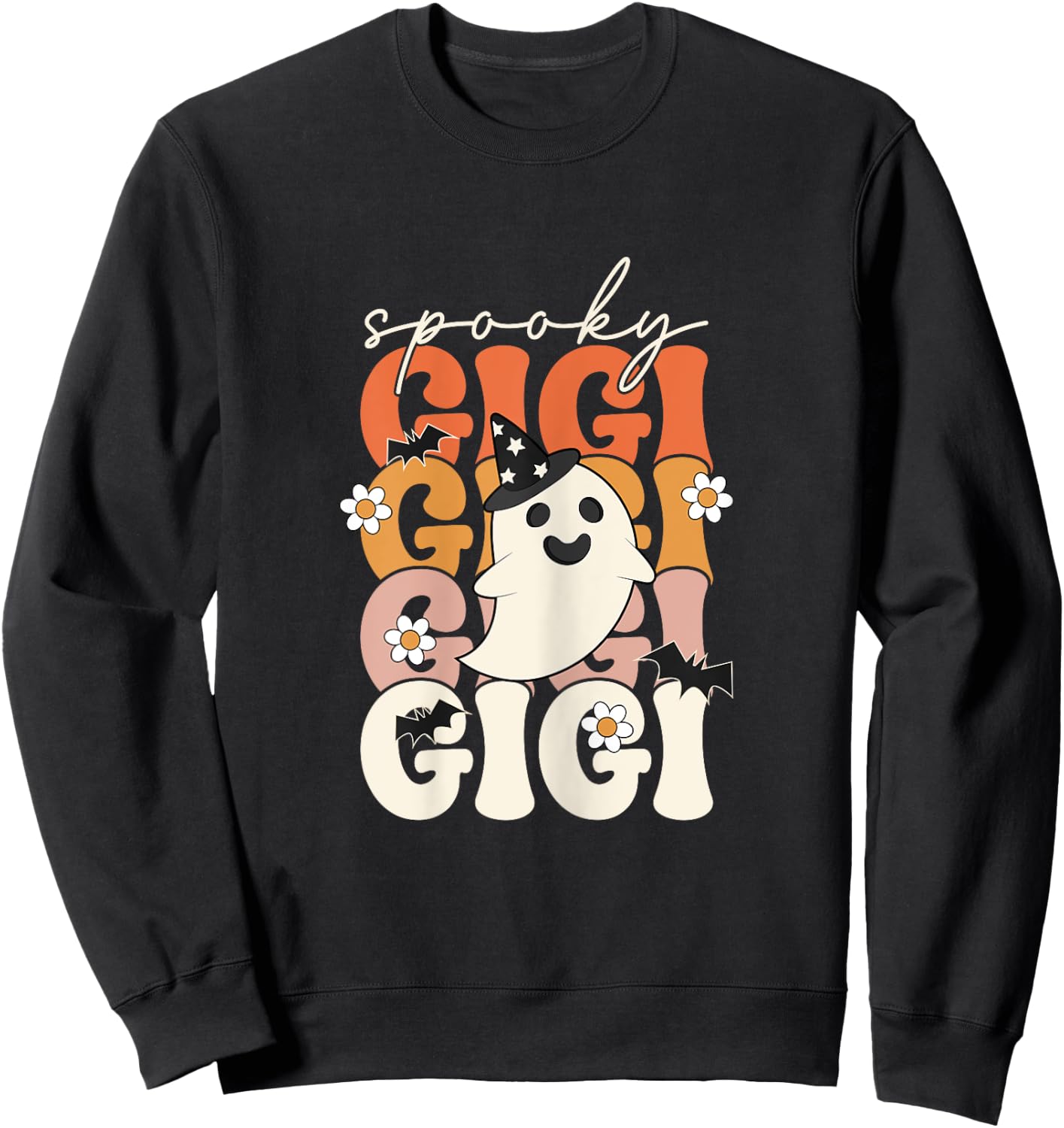 Spooky Gigi Funny Mom Halloween Ghost Witch Bat Sweatshirt - Sweatshirt | Black