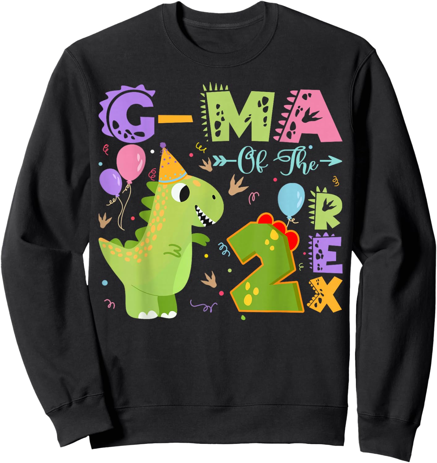 G-ma Of The Two Rex 2Nd Birthday Dinosaur Party Sweatshirt - Sweatshirt | Black