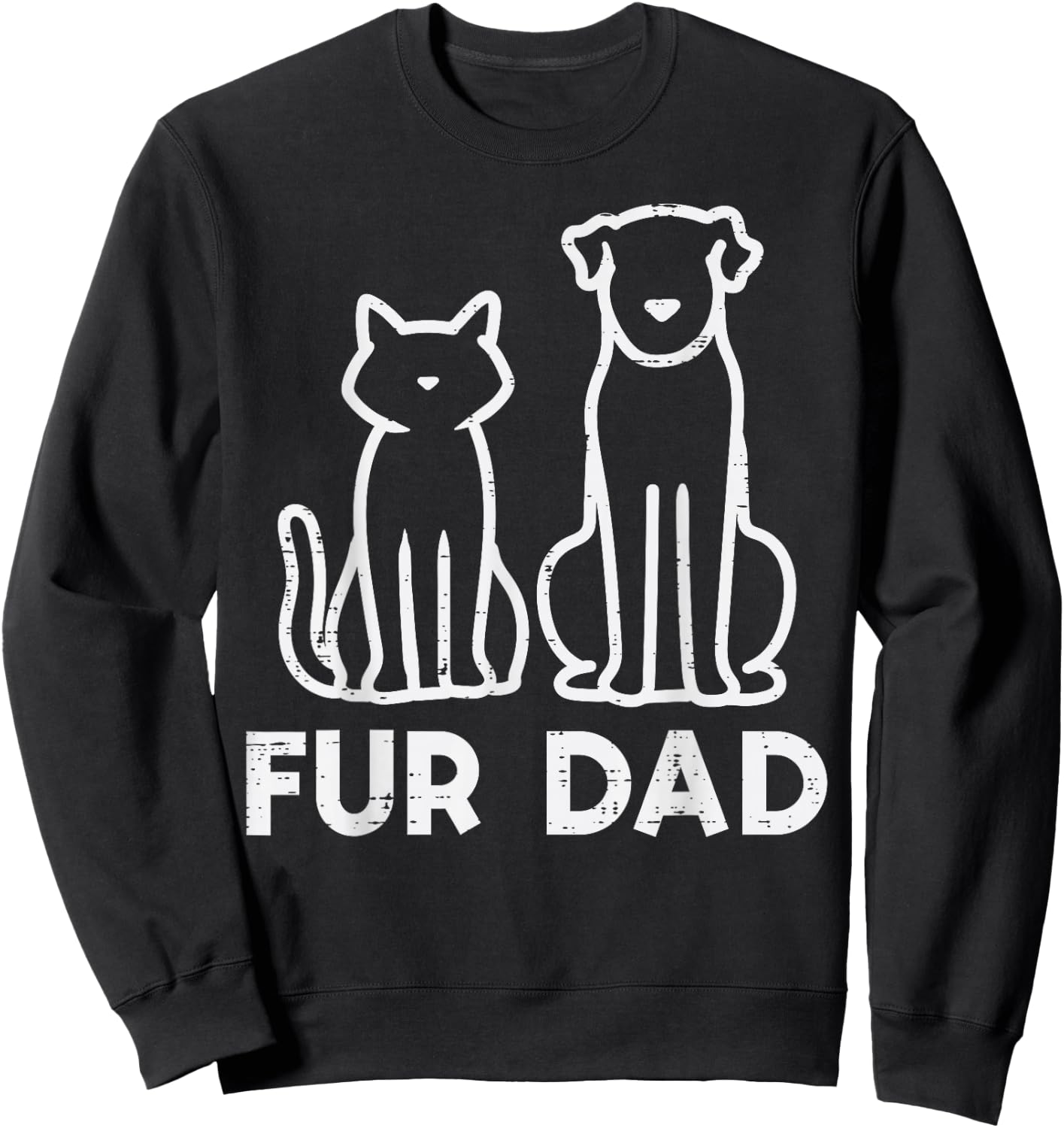 Fathers Day Fur Dad Cat Dog Cute Paw Daddy Papa Dada Pet Men Sweatshirt - Sweatshirt | Black