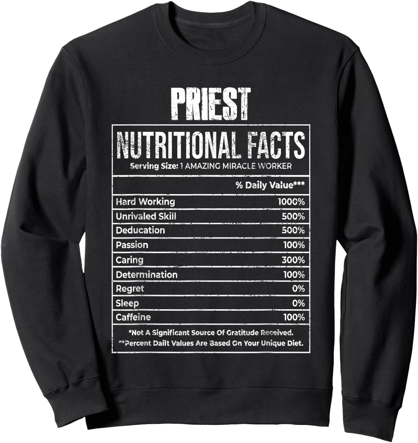 Nutritional Facts Priest Job Tittle Sweatshirt - Sweatshirt | Black