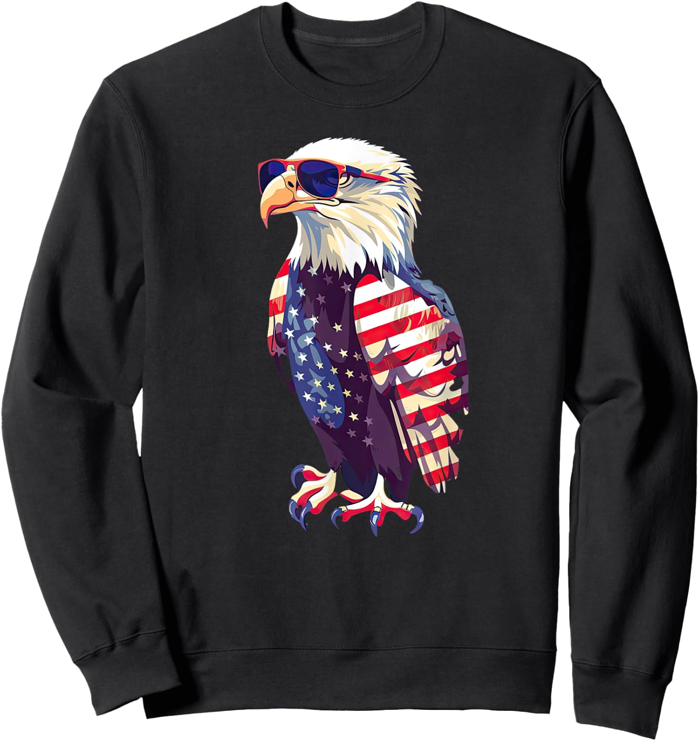 American Bald Eagle, American Flag, Cool Girls Kids Men Sweatshirt - Sweatshirt | Black