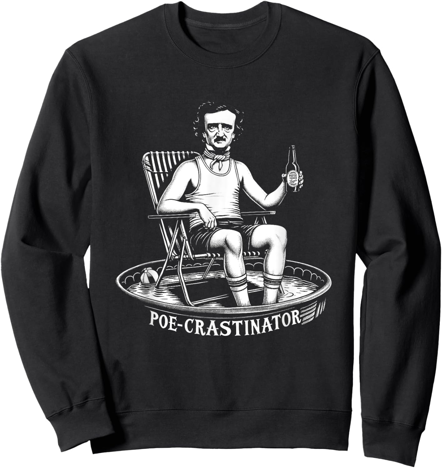 Edgar Allan Poe Funny Poe-crastinator Sweatshirt - Sweatshirt | Black