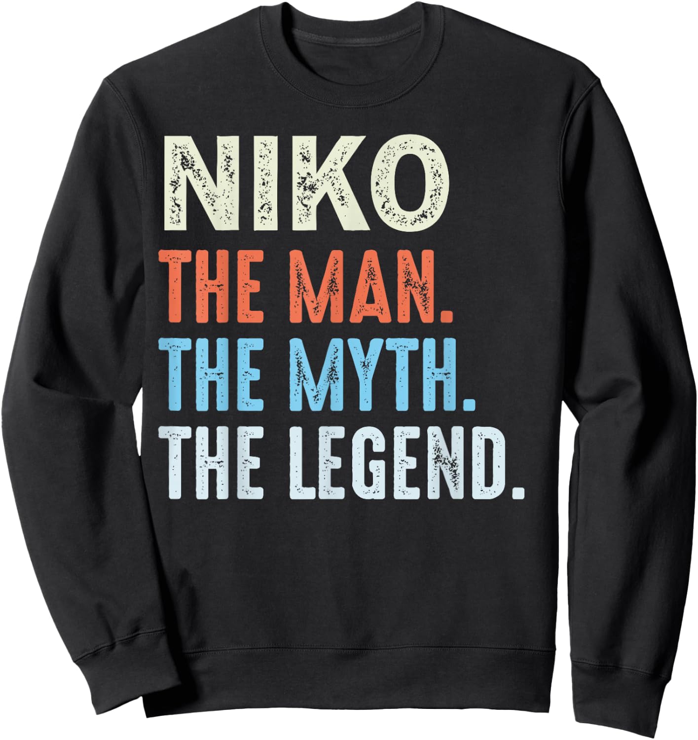 LUXETHREADS Men's Niko The Legend Name Personalized Cute Idea Men Vintage Niko , Small, Black Sweatshirt - Sweatshirt | Black