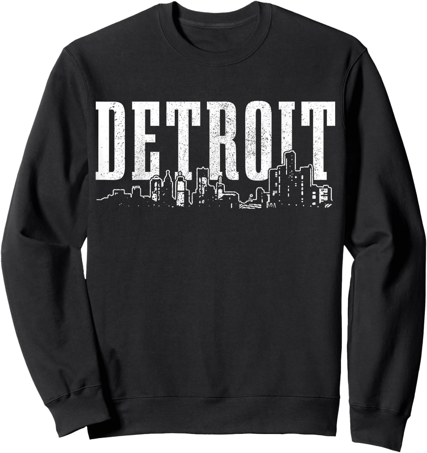 Detroit Skyline Pride Vintage Detroit Michigan Sweatshirt - Sweatshirt | Black