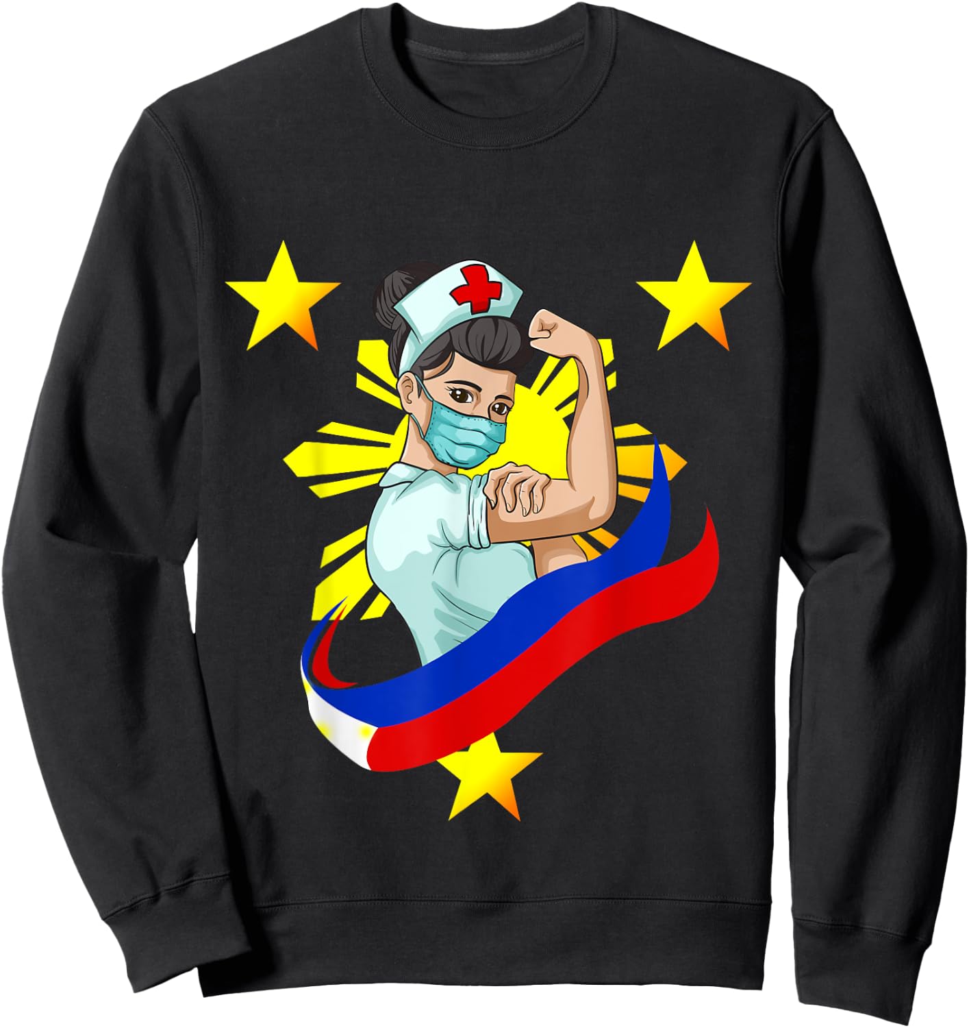 Nurse Nursing Philippines Filipino Girl Flag Filipina Sweatshirt - Sweatshirt | Black