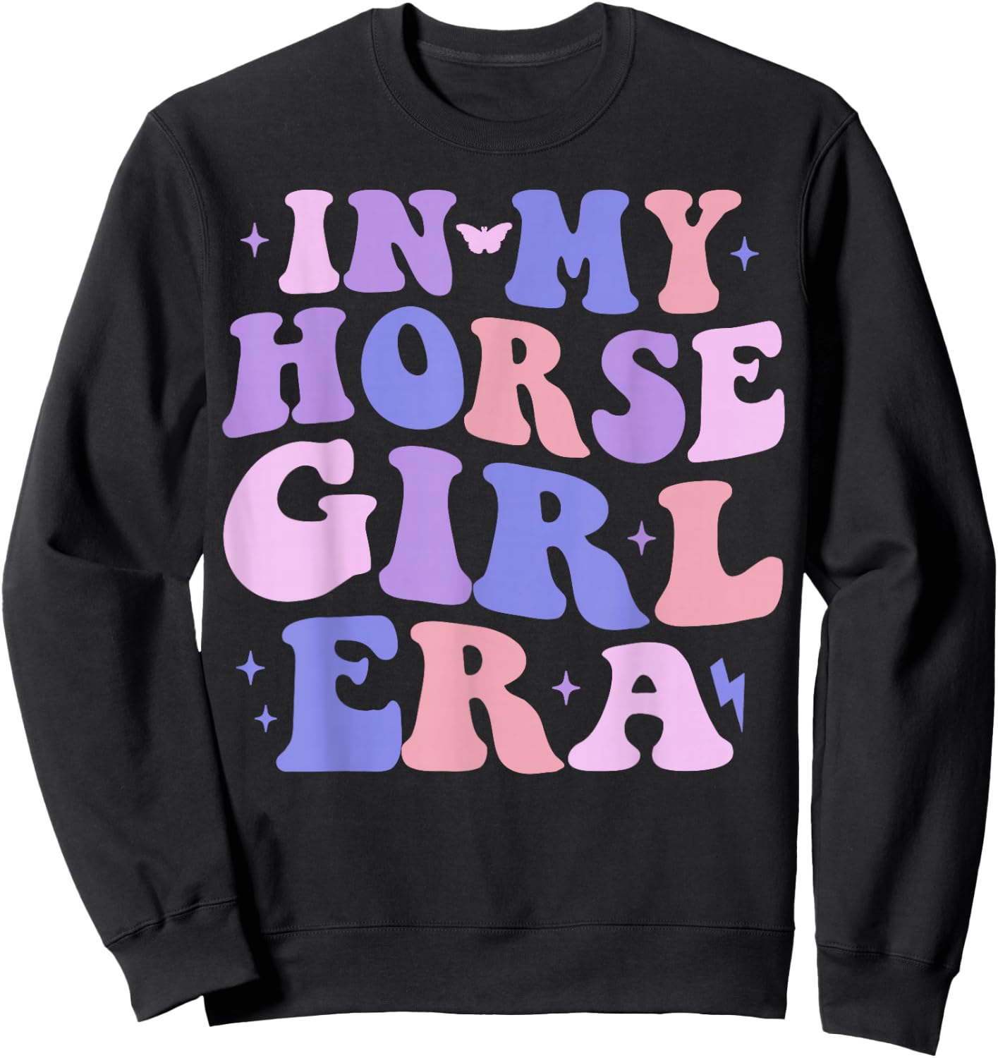 In My Horse Girl Era Groovy Horse Lover Girl Riding Horse Sweatshirt - Sweatshirt | Black