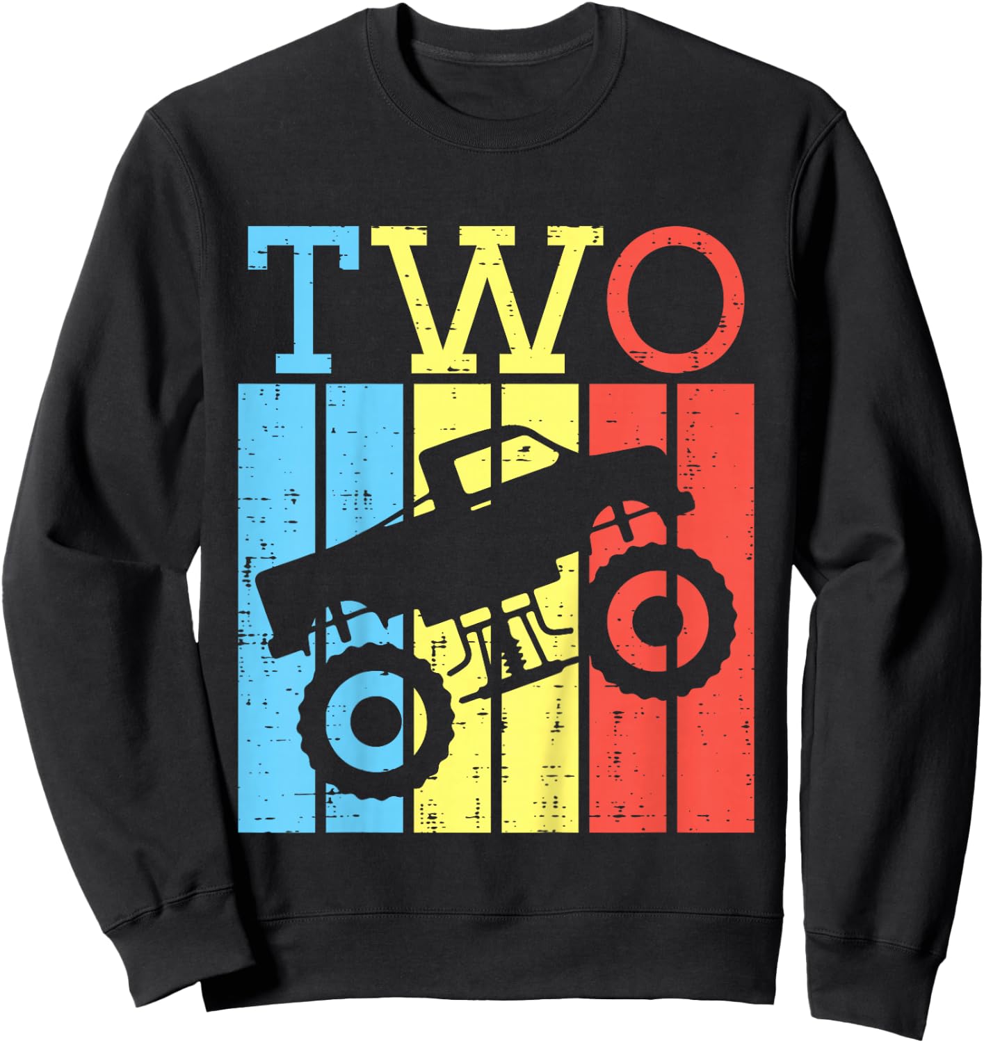 Kids 2nd Birthday Monster Truck Two 2 Year Old Bday Boys Kids Sweatshirt - Sweatshirt | Black