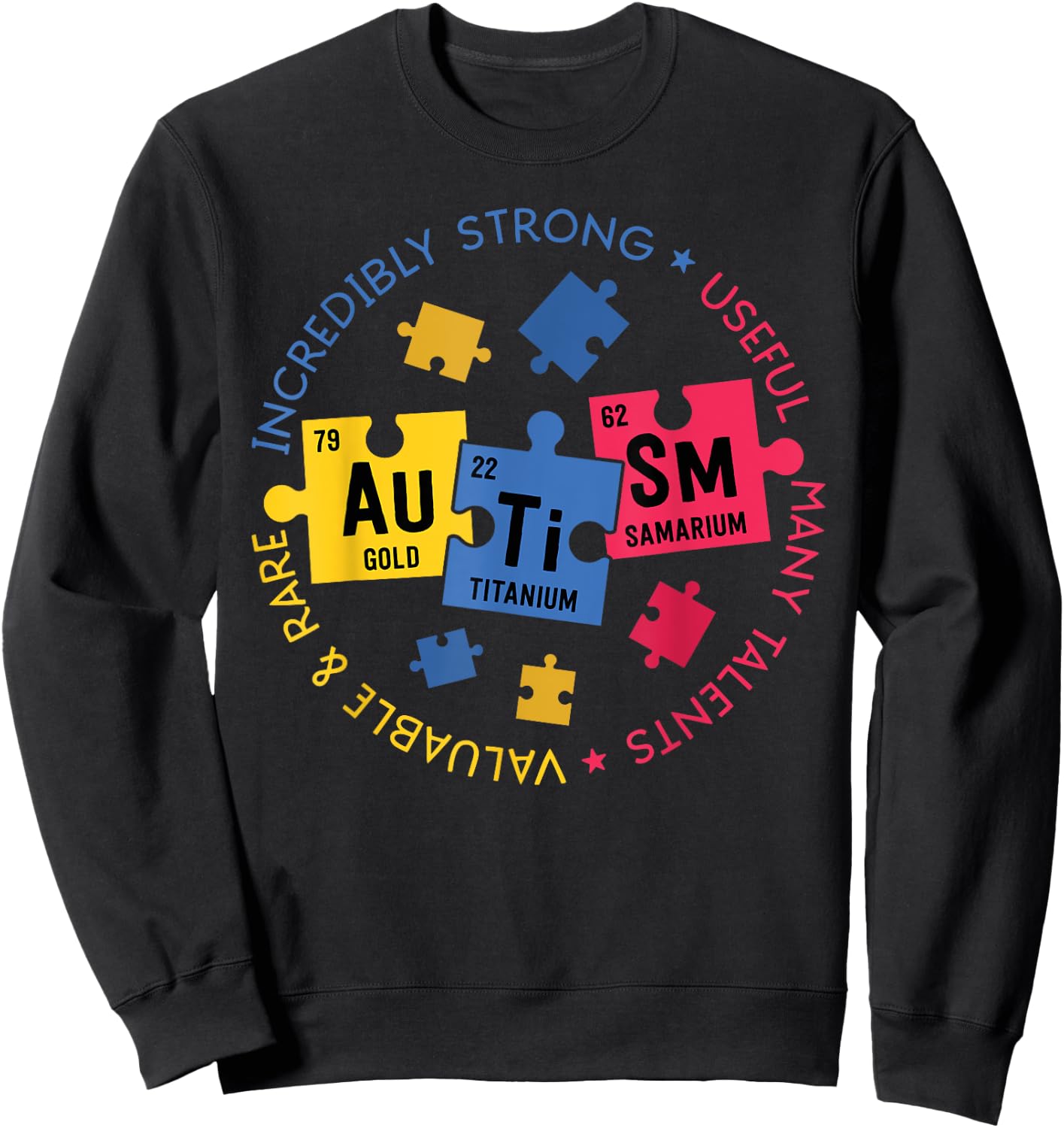 Autism Awareness Shirt Periodic Puzzle Science Teacher Gift Men Women Kids Sweatshirt - Sweatshirt | Black