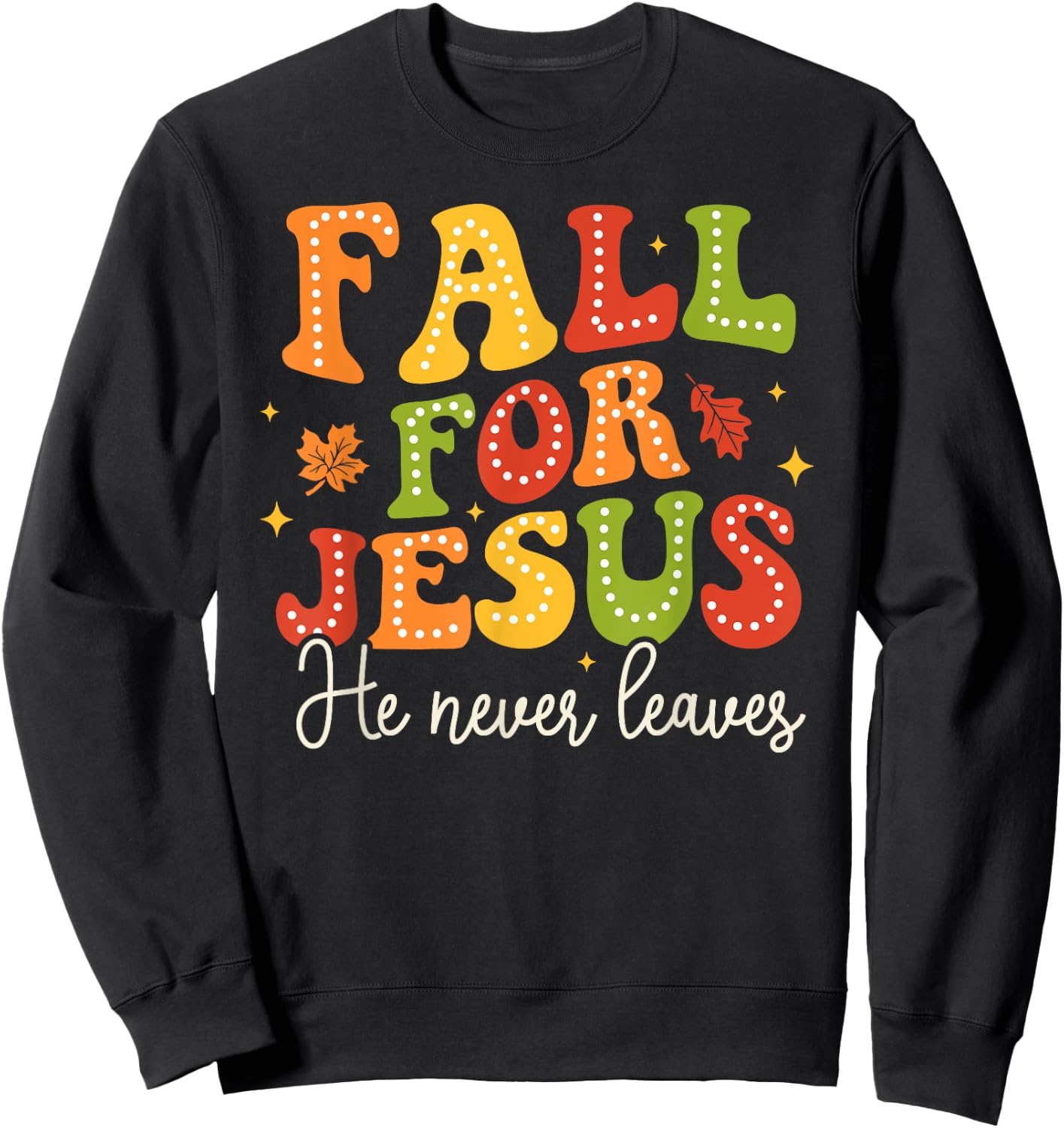 Groovy Christian Sayings Halloween Fall For Jesus Religious Sweatshirt - Sweatshirt | Black