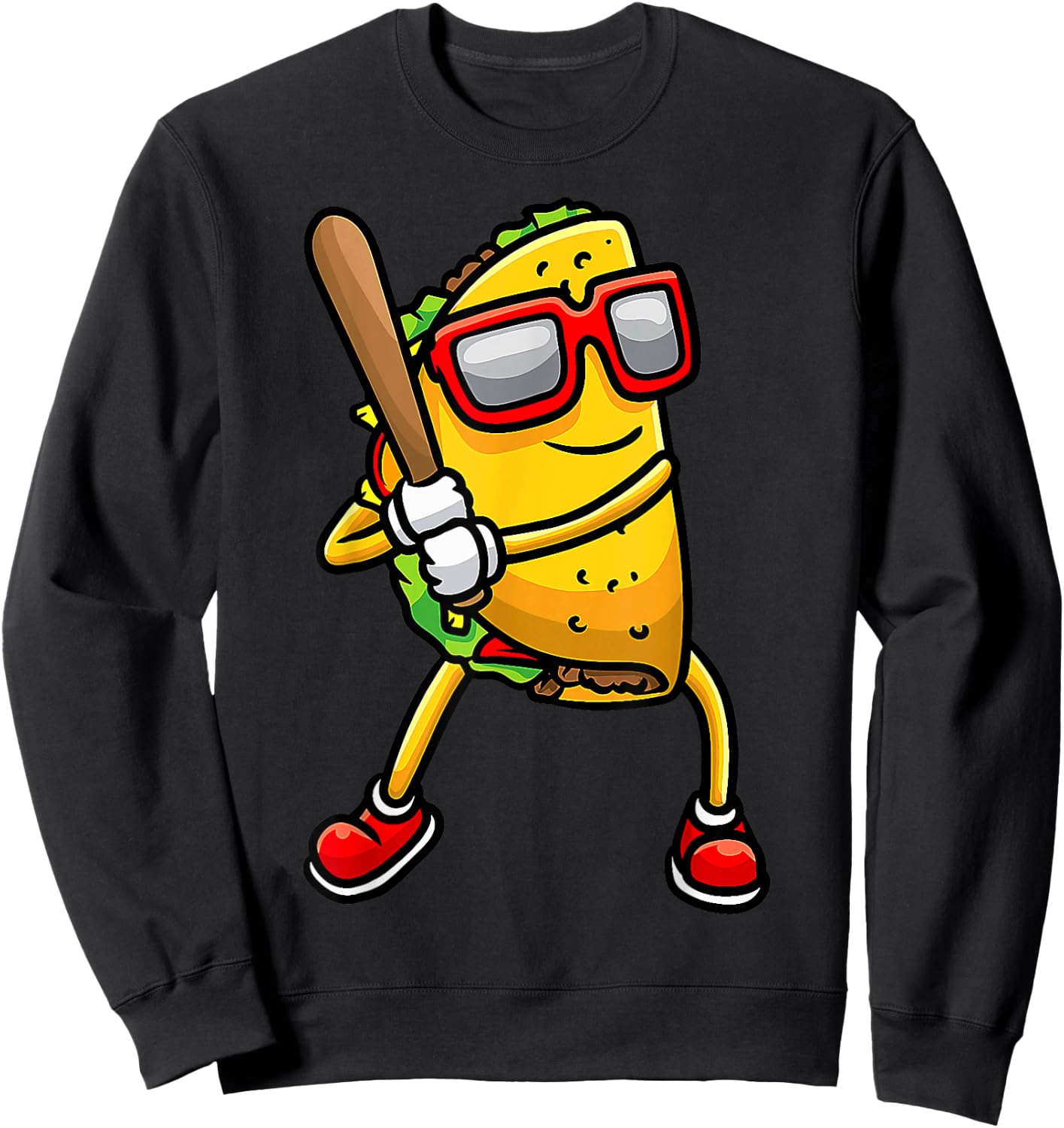 Taco Playing Baseball Mexican Cinco De Mayo Kids Men Sweatshirt - Sweatshirt | Black