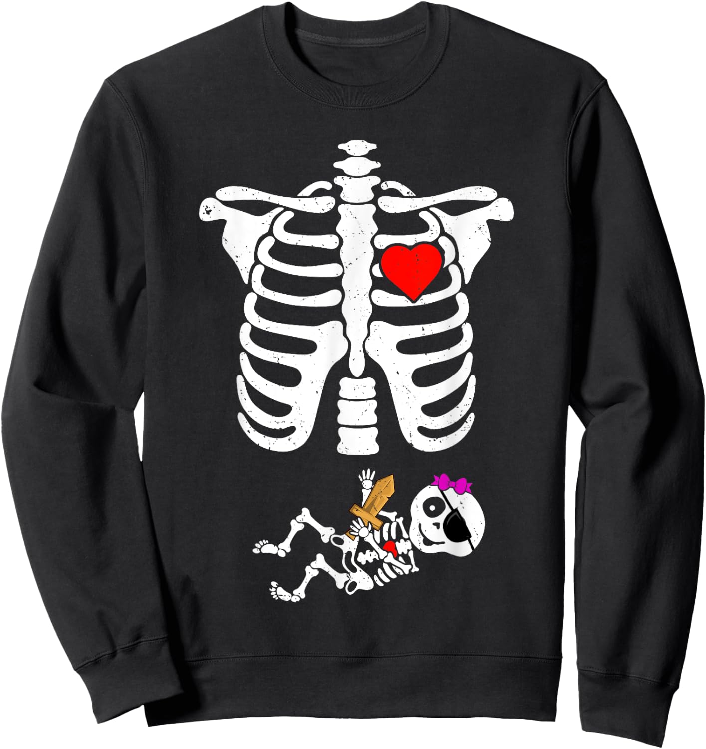 Pirate Baby Skeleton X-Ray Funny Halloween Pregnancy Girls Sweatshirt - Sweatshirt | Black