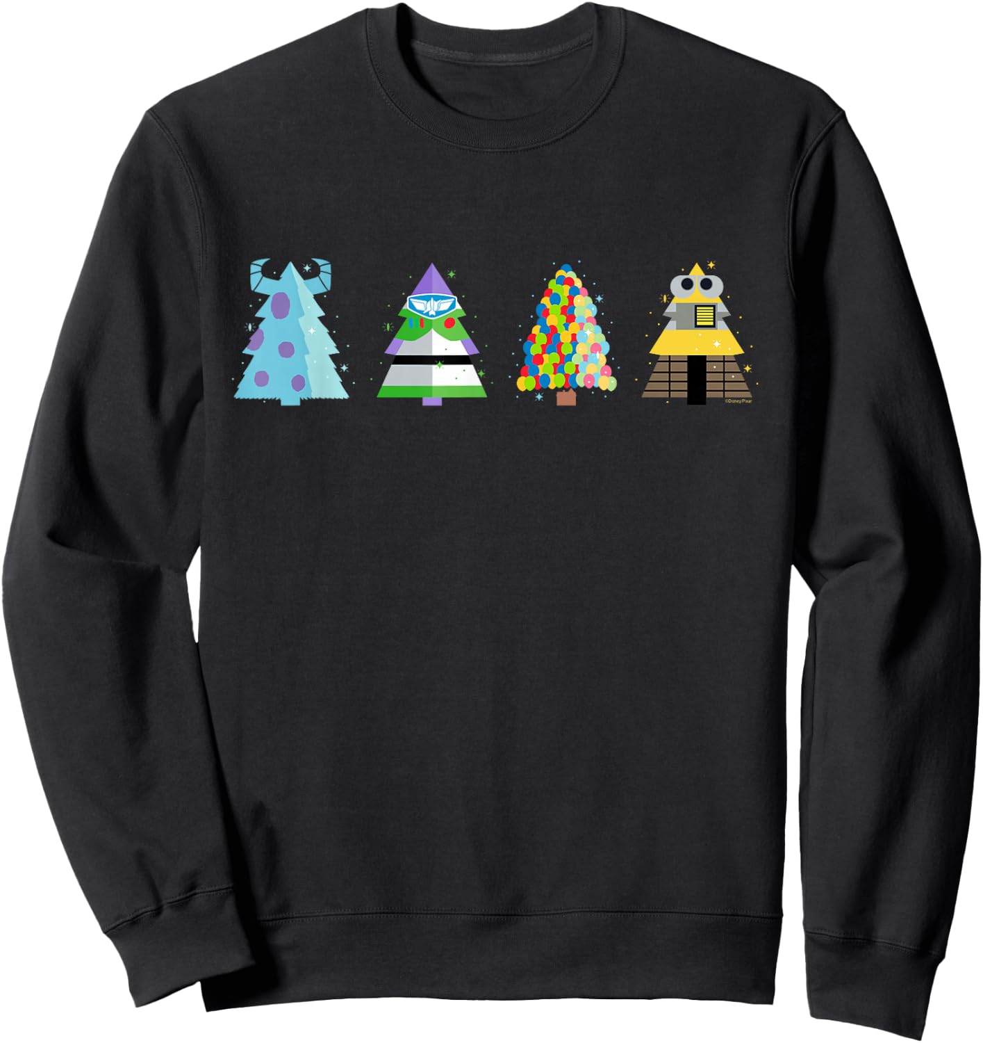 Disney and Pixar Holiday Character Christmas Trees Sweatshirt - Sweatshirt | Black