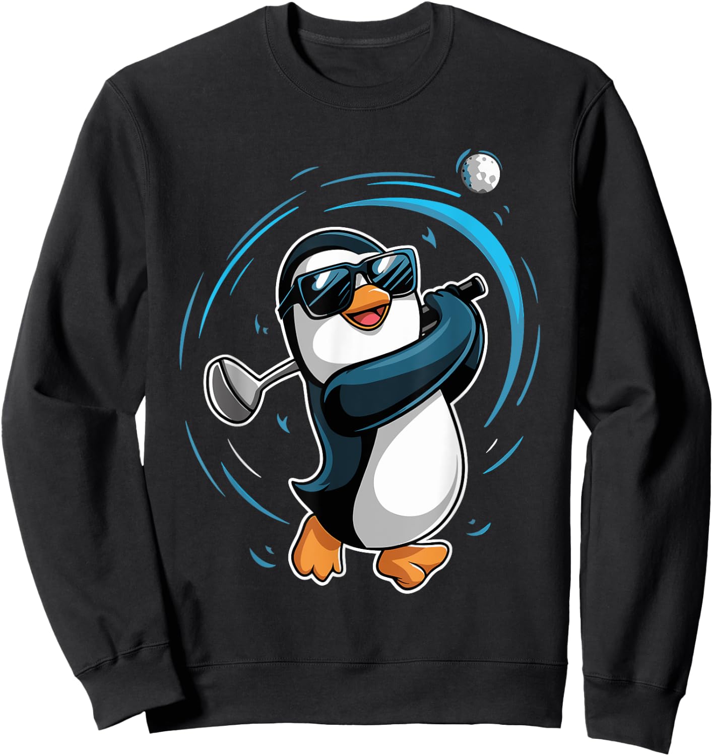 Penguin Playing Golf Sport Animal Cute Penguin Golfer Sweatshirt - Sweatshirt | Black